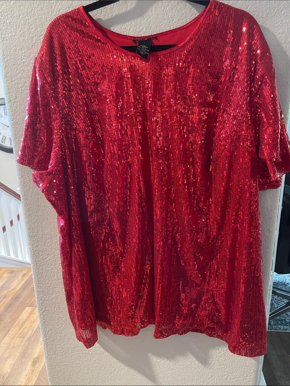torrid Red Sequin Short Sleeve Blouse